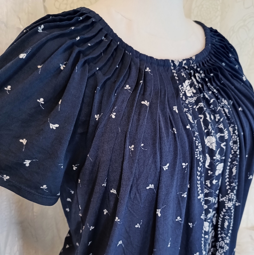 Style & Co Pleated Greek Mediterranean Blouse